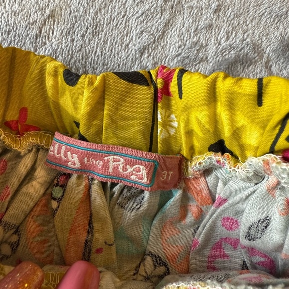 Jelly The Pug Yellow and Gray Floral Skirt - Picture 4 of 5